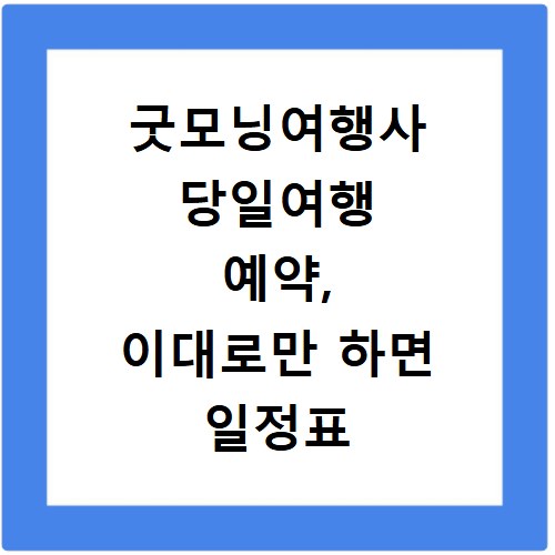 굿모닝여행사 당일여행 예약, 이대로만 하면 일정표 확인 끝