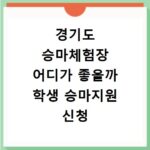 경기도 승마체험장 어디가 좋을까 학생 승마지원 신청 방법