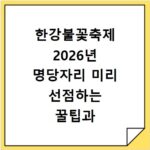 한강불꽃축제 2026년 명당자리 미리 선점하는 꿀팁과 준비물 체크리스트