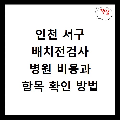 인천 서구 배치전검사 병원 비용과 항목 확인 방법