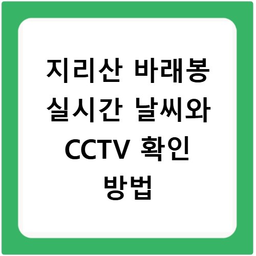 지리산 바래봉 실시간 날씨와 CCTV 확인 방법