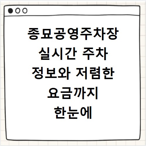 종묘공영주차장 실시간 주차 정보와 저렴한 요금까지 한눈에