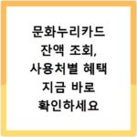 문화누리카드 잔액 조회, 사용처별 혜택 지금 바로 확인하세요