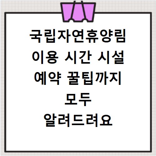 국립자연휴양림 이용 시간 시설 예약 꿀팁까지 모두 알려드려요