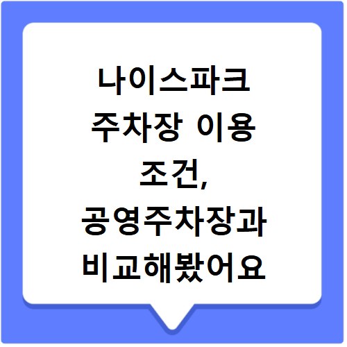 나이스파크 주차장 이용 조건, 공영주차장과 비교해봤어요