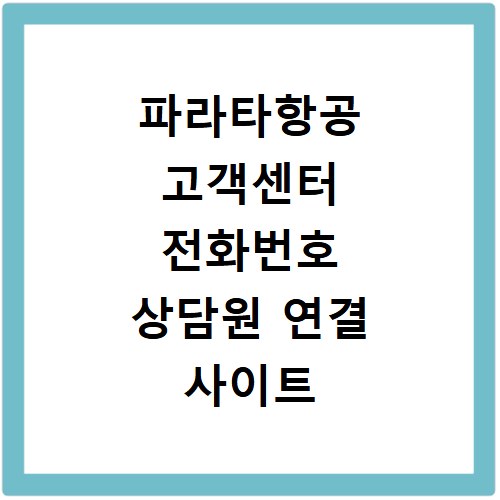 파라타항공 고객센터 전화번호 상담원 연결 사이트 바로가기