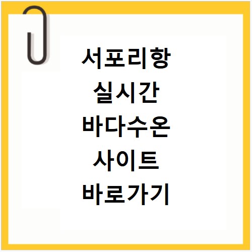 서포리항 실시간 바다수온 사이트 바로가기 확인 방법