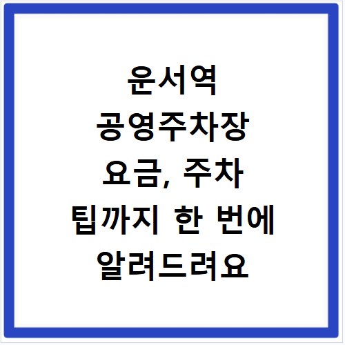 운서역 공영주차장 요금, 주차 팁까지 한 번에 알려드려요