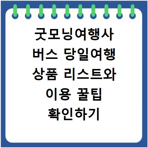 굿모닝여행사 버스 당일여행 상품 리스트와 이용 꿀팁 확인하기