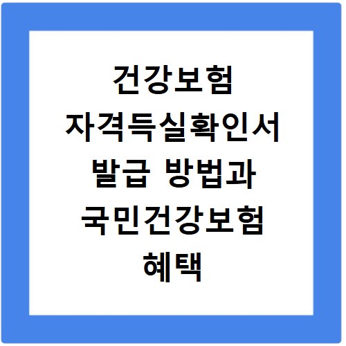 건강보험 자격득실확인서 발급 방법과 국민건강보험 혜택 총정리