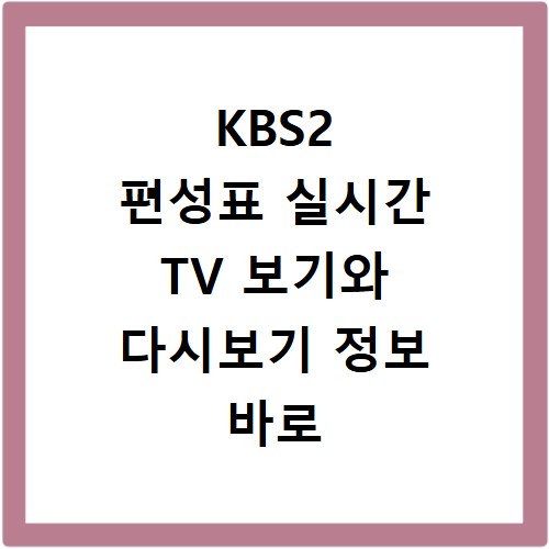 KBS2 편성표 실시간 TV 보기와 다시보기 정보 바로 확인하기