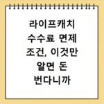 라이프캐치 수수료 면제 조건, 이것만 알면 돈 번다니까