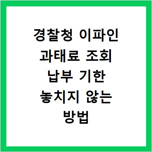 경찰청 이파인 과태료 조회 납부 기한 놓치지 않는 방법