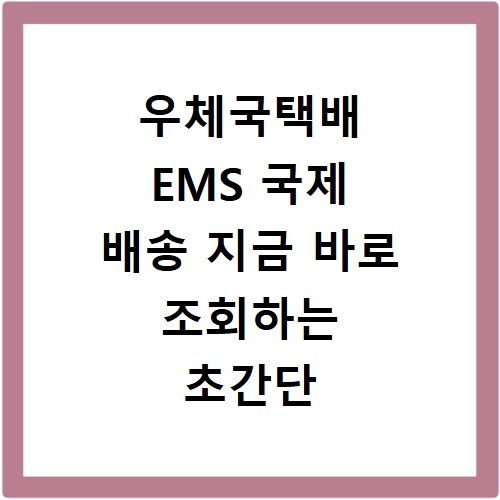 우체국택배 EMS 국제 배송 지금 바로 조회하는 초간단 방법
