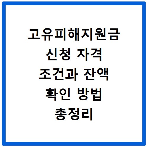 고유피해지원금 신청 자격 조건과 잔액 확인 방법 총정리
