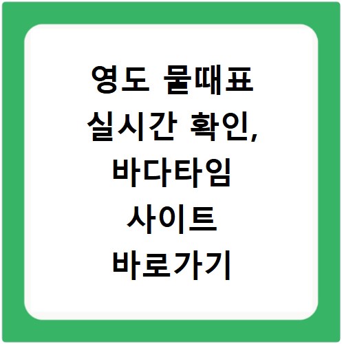 영도 물때표 실시간 확인, 바다타임 사이트 바로가기